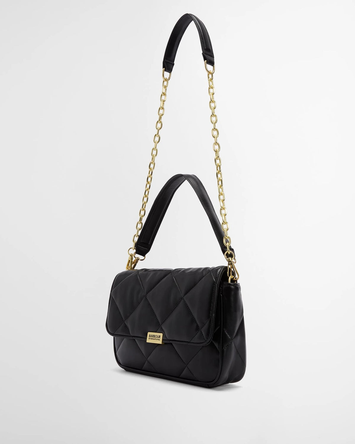 Women's Barbour International Soft Quilted Shoulder Bag in Black — view 5