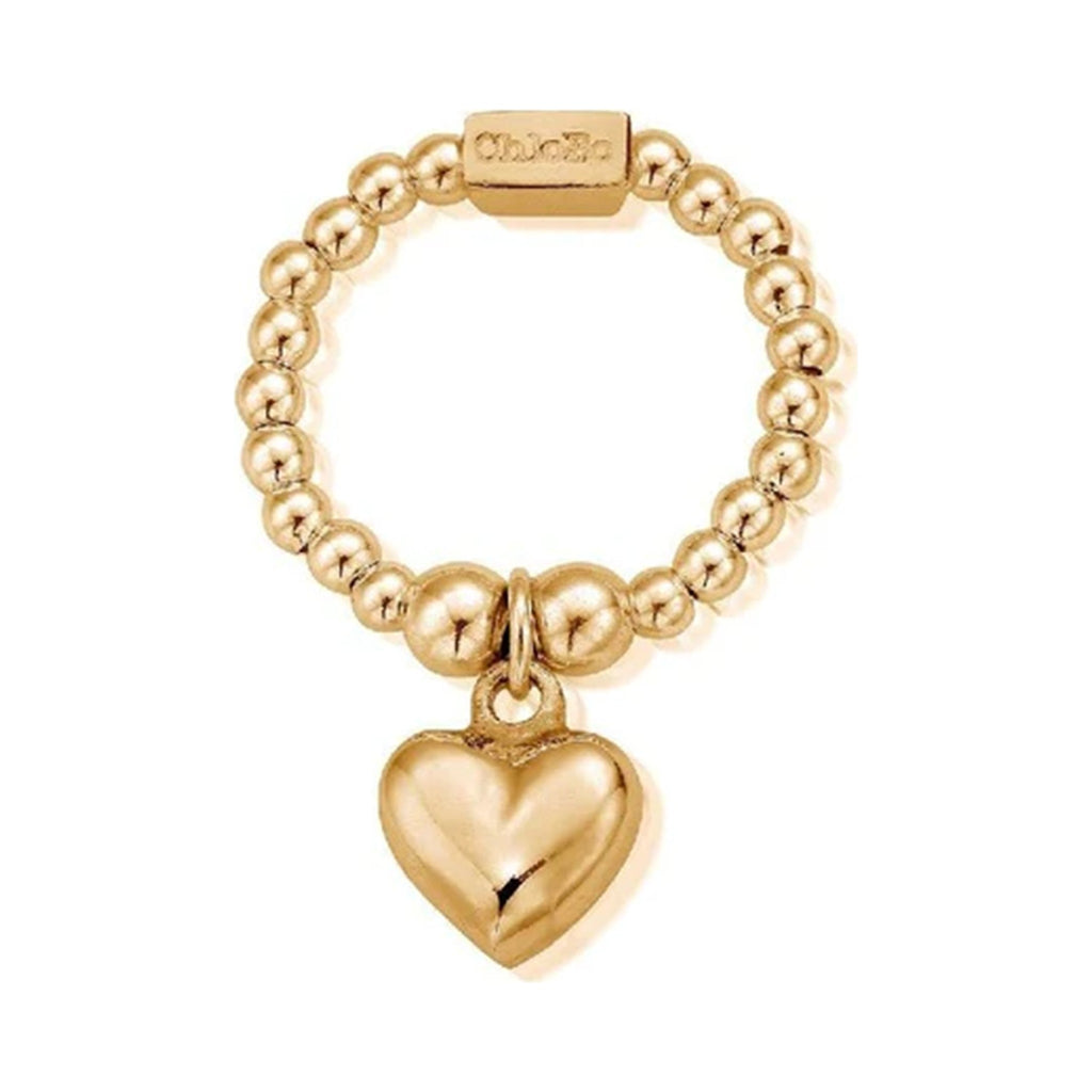 ChloBo Mini Puffed Heart Ring Silver Gold Plated — view 3