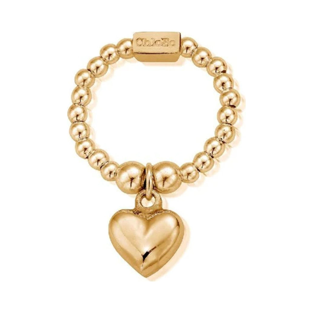 ChloBo Mini Puffed Heart Ring Silver Gold Plated — view 3