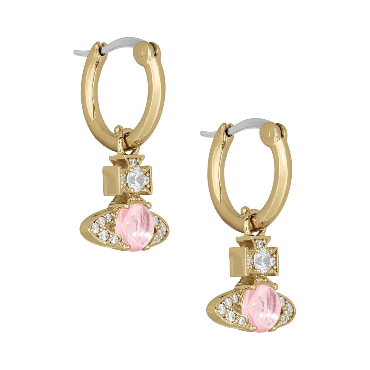 Vivienne Westwood Ondina Pink CZ Hoop Earrings 6203009D-02R604 — view 3