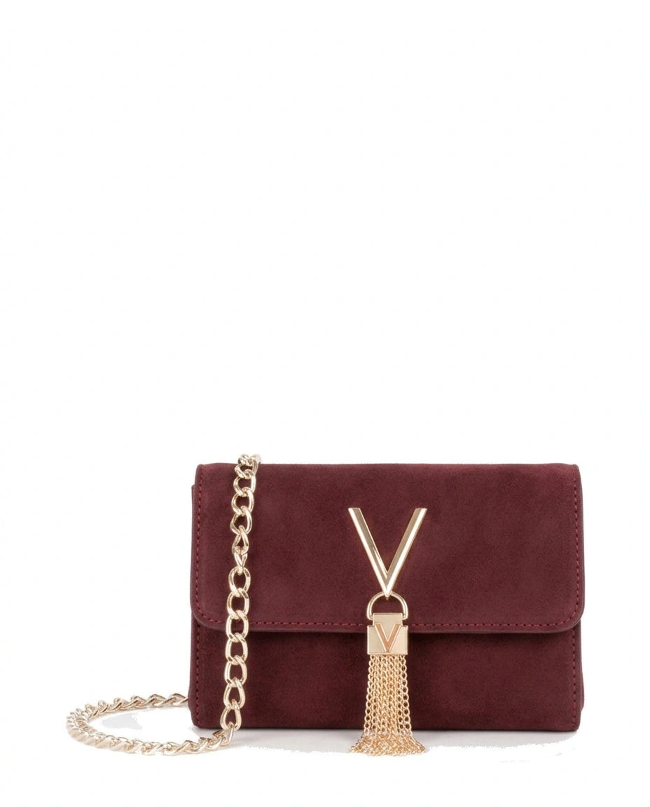 Women's Valentino Divina Winter Flap Bag In Bordeaux