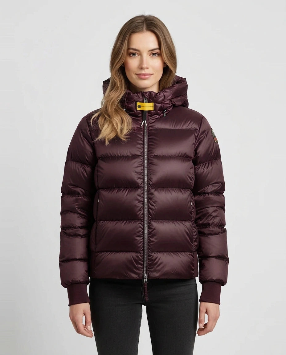 Women's Parajumpers Mariah Hooded Down Bomber In Bordeaux