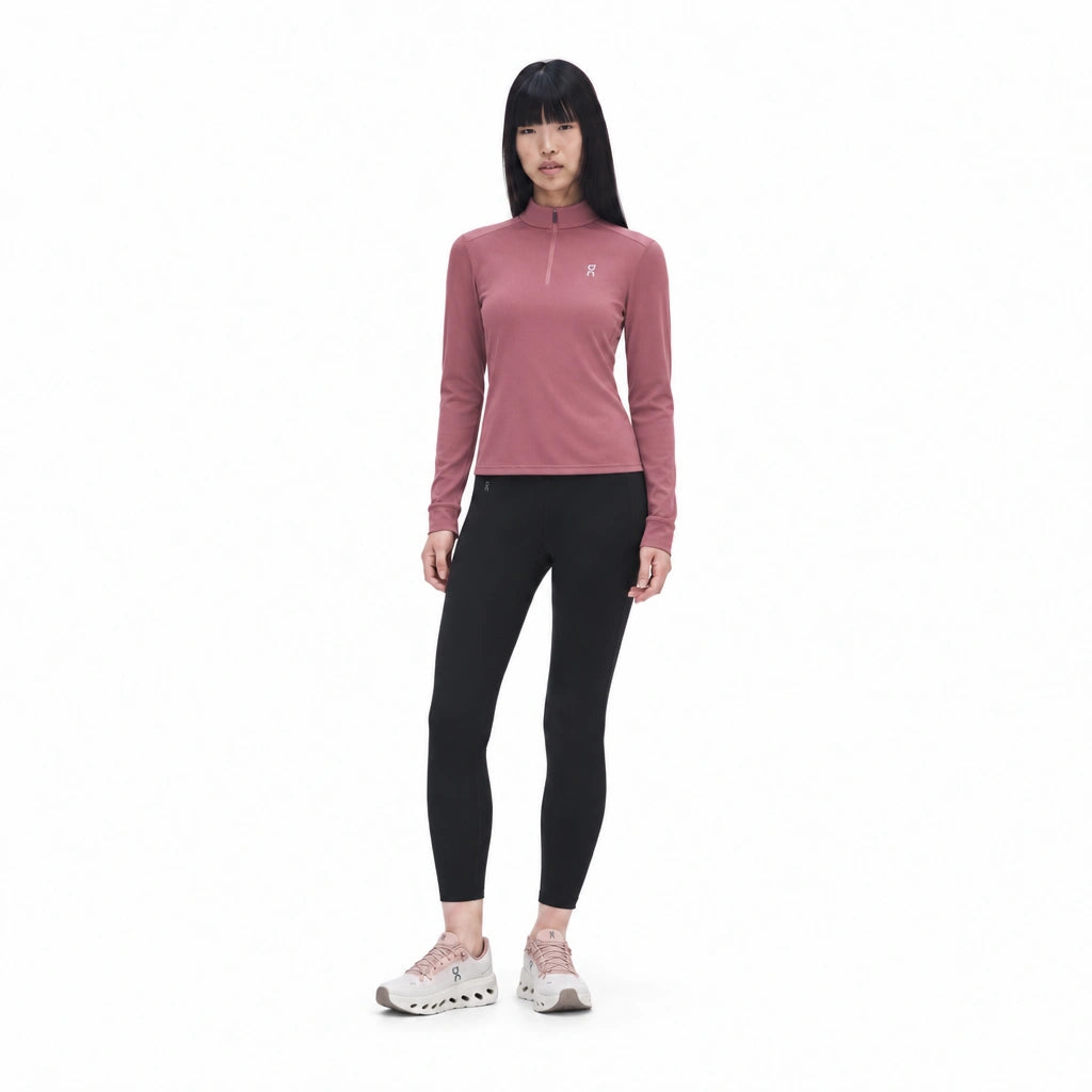 Women's On Running Core 1/4 Zip 1 Barberry & Train Leggings Set