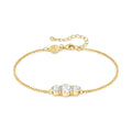Close-up of the Nomination Colour Wave gold-plated bracelet featuring three sparkling stones, highlighting its elegant