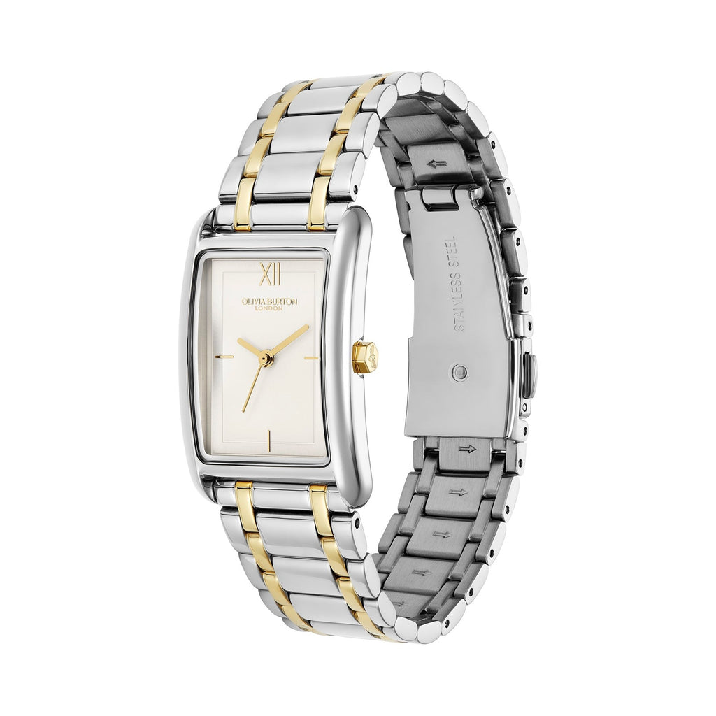 Olivia Burton Ladies Classics Grove White Tank Dial Bracelet Watch Stainless Steel & Gold Plated by Olivia Burton