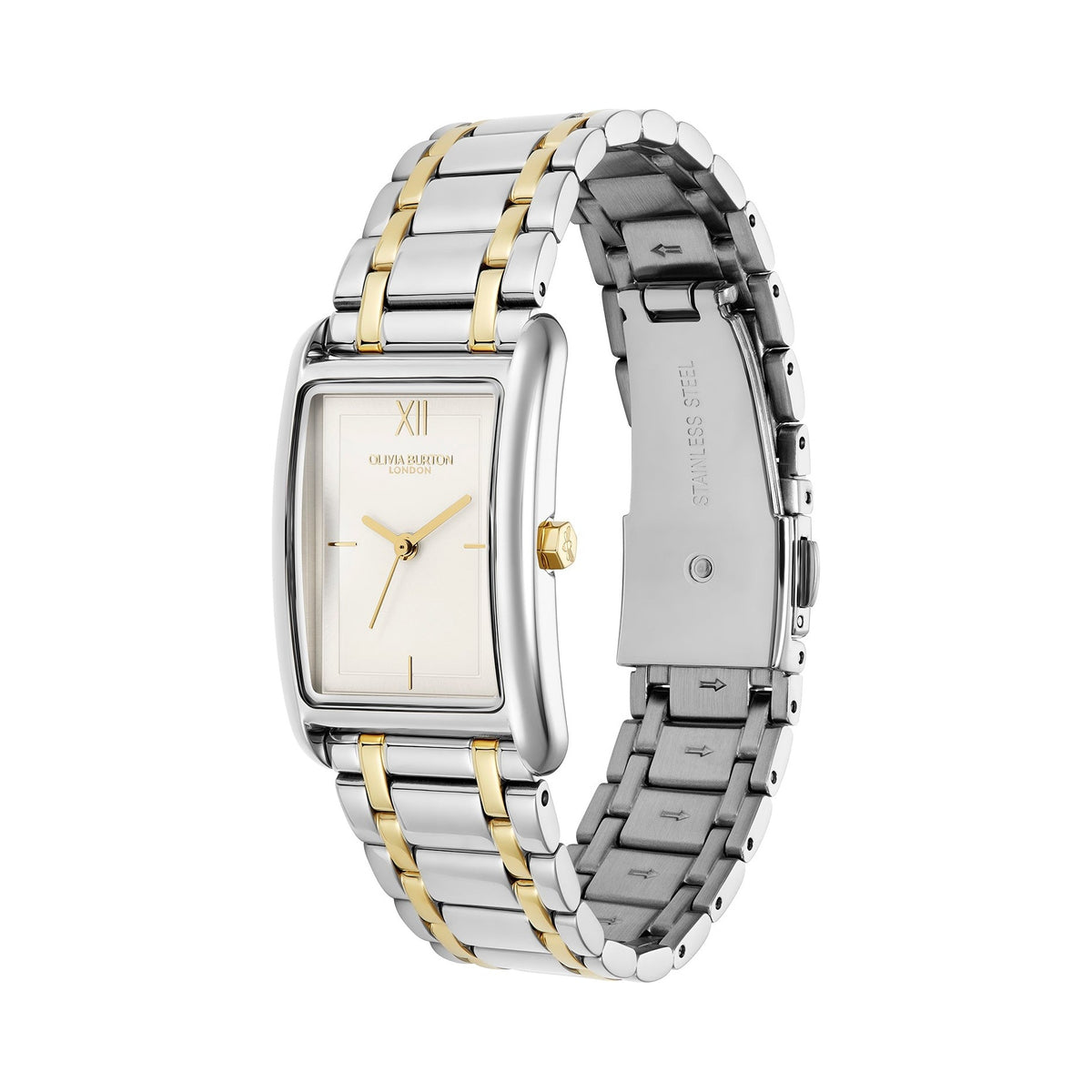 Olivia Burton Ladies Classics Grove White Tank Dial Bracelet Watch Stainless Steel & Gold Plated by Olivia Burton