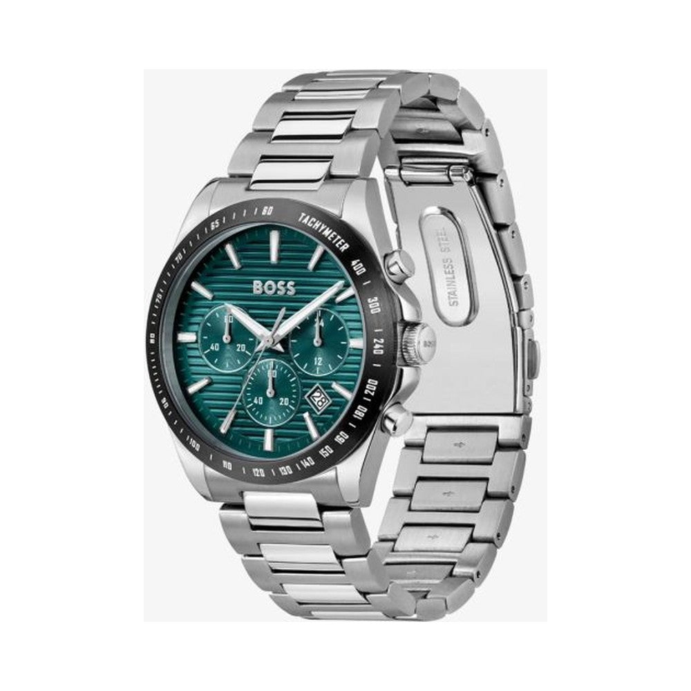 BOSS Mens Strike Chronograph Green Lined Dial Bracelet Watch Stainless Steel by BOSS