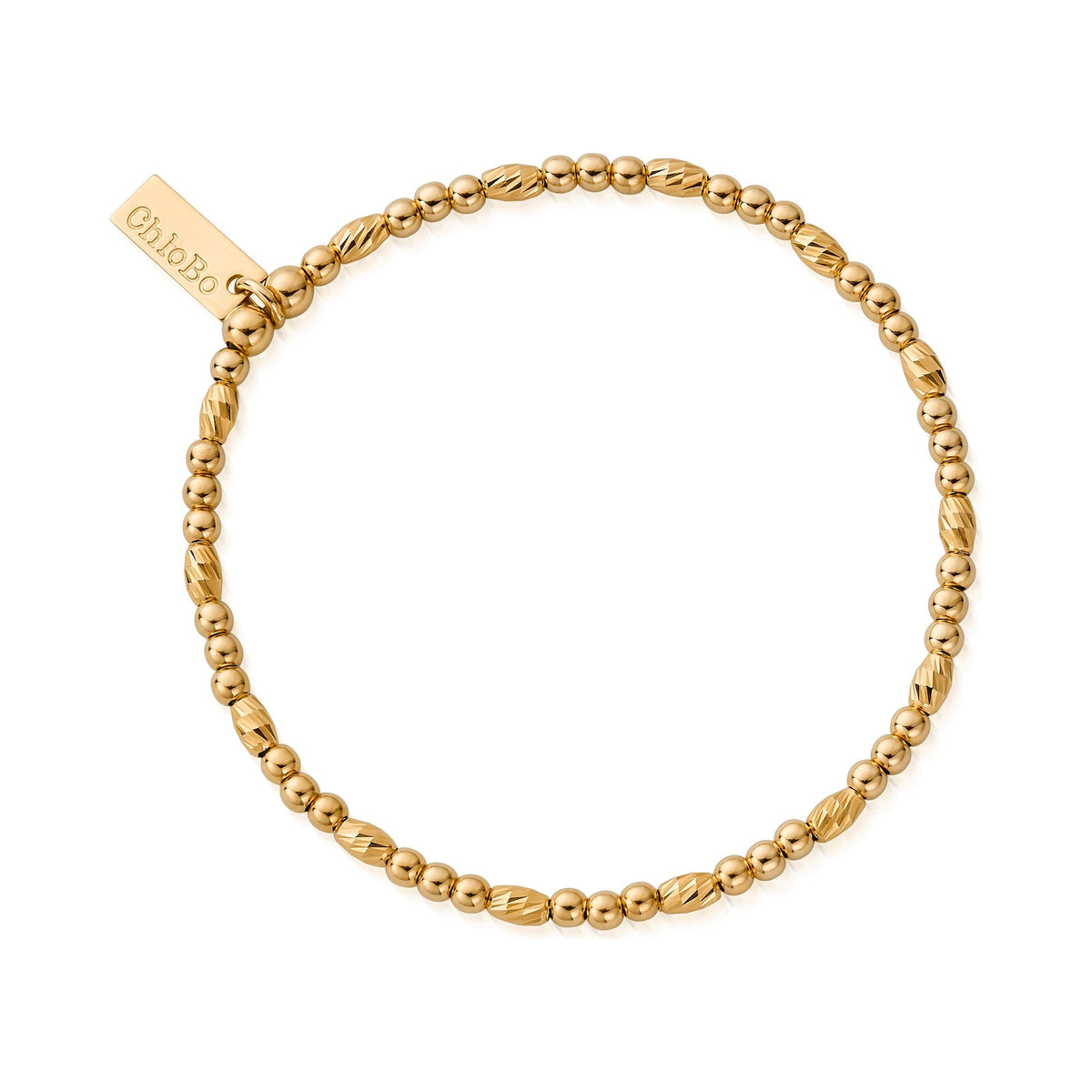 ChloBo gold-plated bracelet with alternating faceted and round beads. Elegant jewelry.