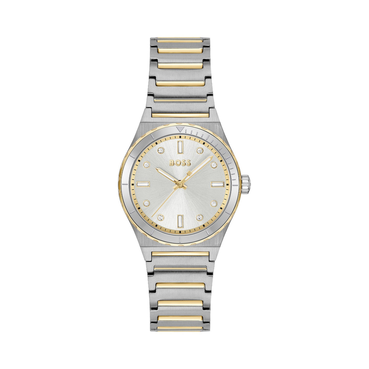 BOSS Ladies Candor Sport Silver Crystal Dial Bracelet Watch Stainless Steel/Gold Plated by BOSS
