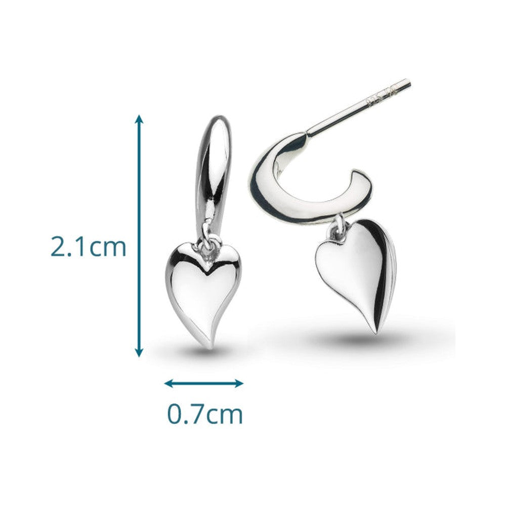 Kit Heath Silver Desire Kiss Mini Heart Semi Hoop Stud Drop Earrings 60BKRP — view 5