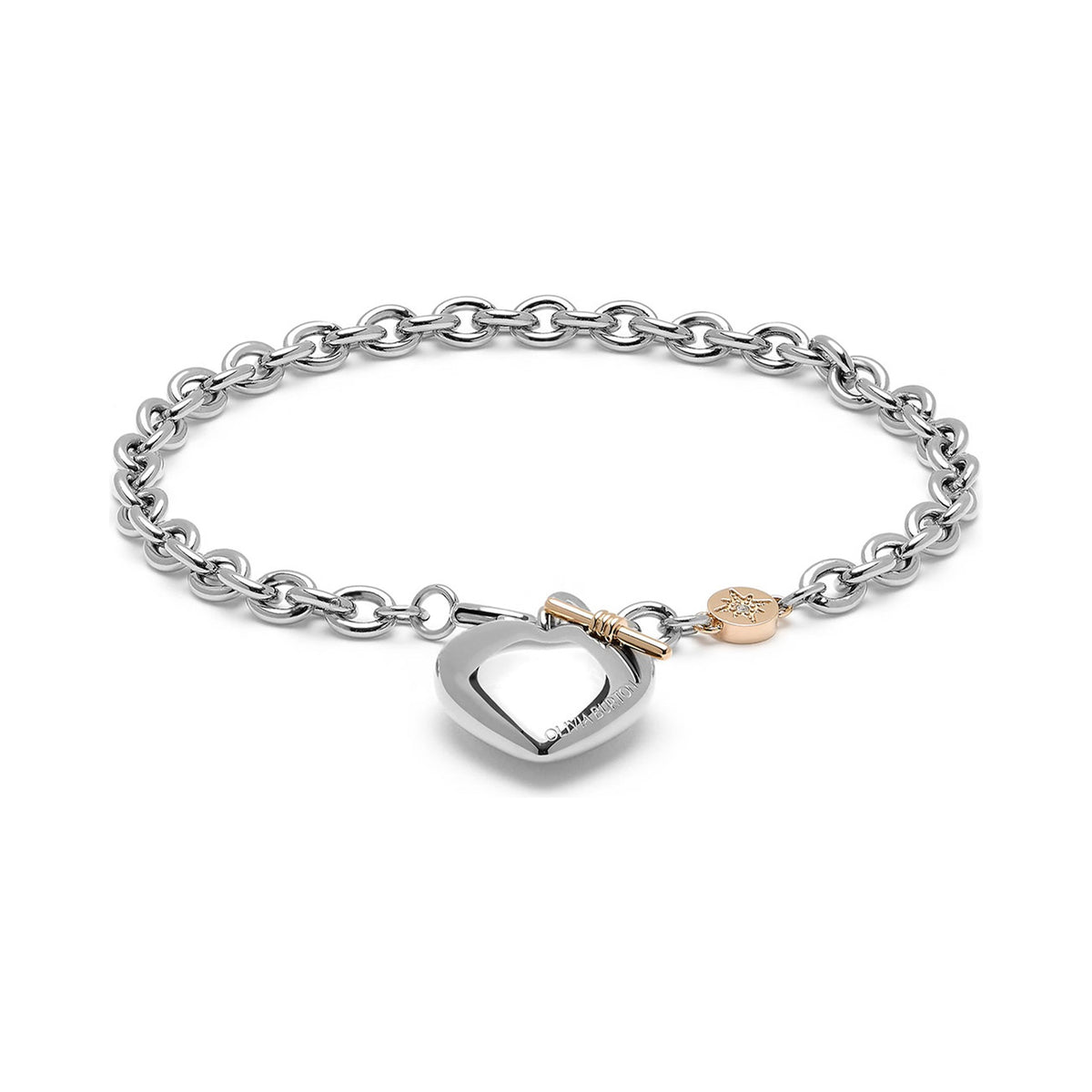 The Olivia Burton Knot Heart bracelet, silver stainless steel from Olivia Burton, available at OD’s Jewellers in St Helens.