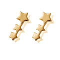 ChloBo star earrings in silver & gold plating. Three stars ascend, showcasing a stylish celestial jewelry design.