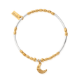 ChloBo Luna Moon bracelet. Gold and silver beaded charm jewelry with a crescent moon detail.