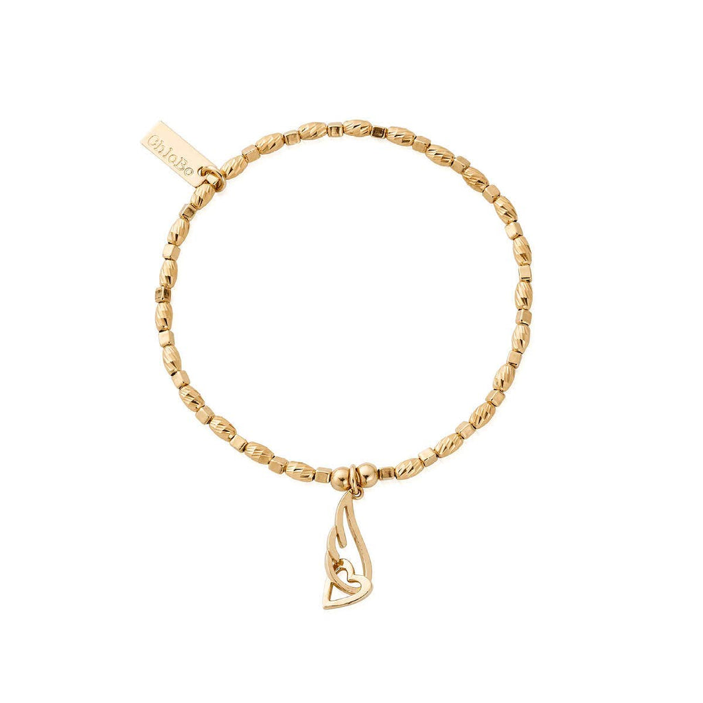 ChloBo Soul Glow Interlocking Heart and Angel Wing Bracelet Silver Gold Plated