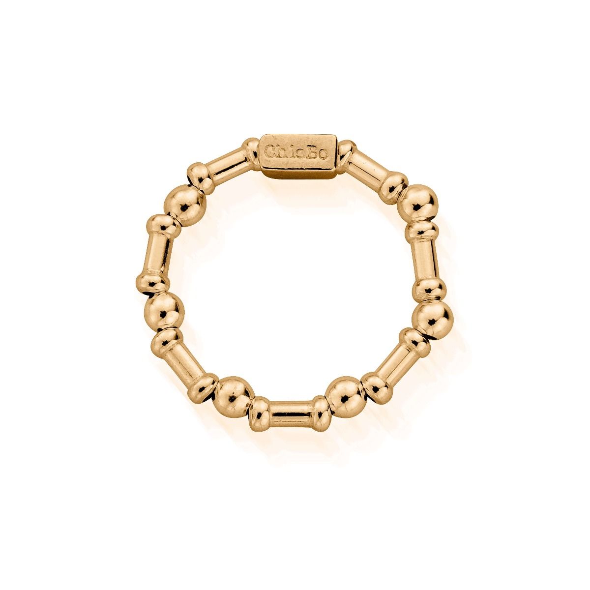 ChloBo gold ring from the Rhythm Of Water collection, featuring signature beads and charm detail.