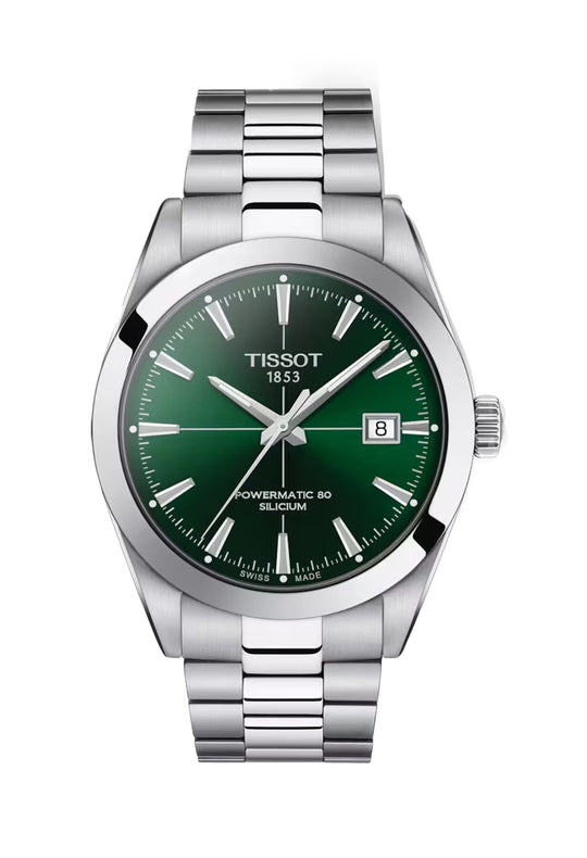 Tissot Mens Gentleman Powermatic 80 Green Dial Bracelet Watch T1274071109101