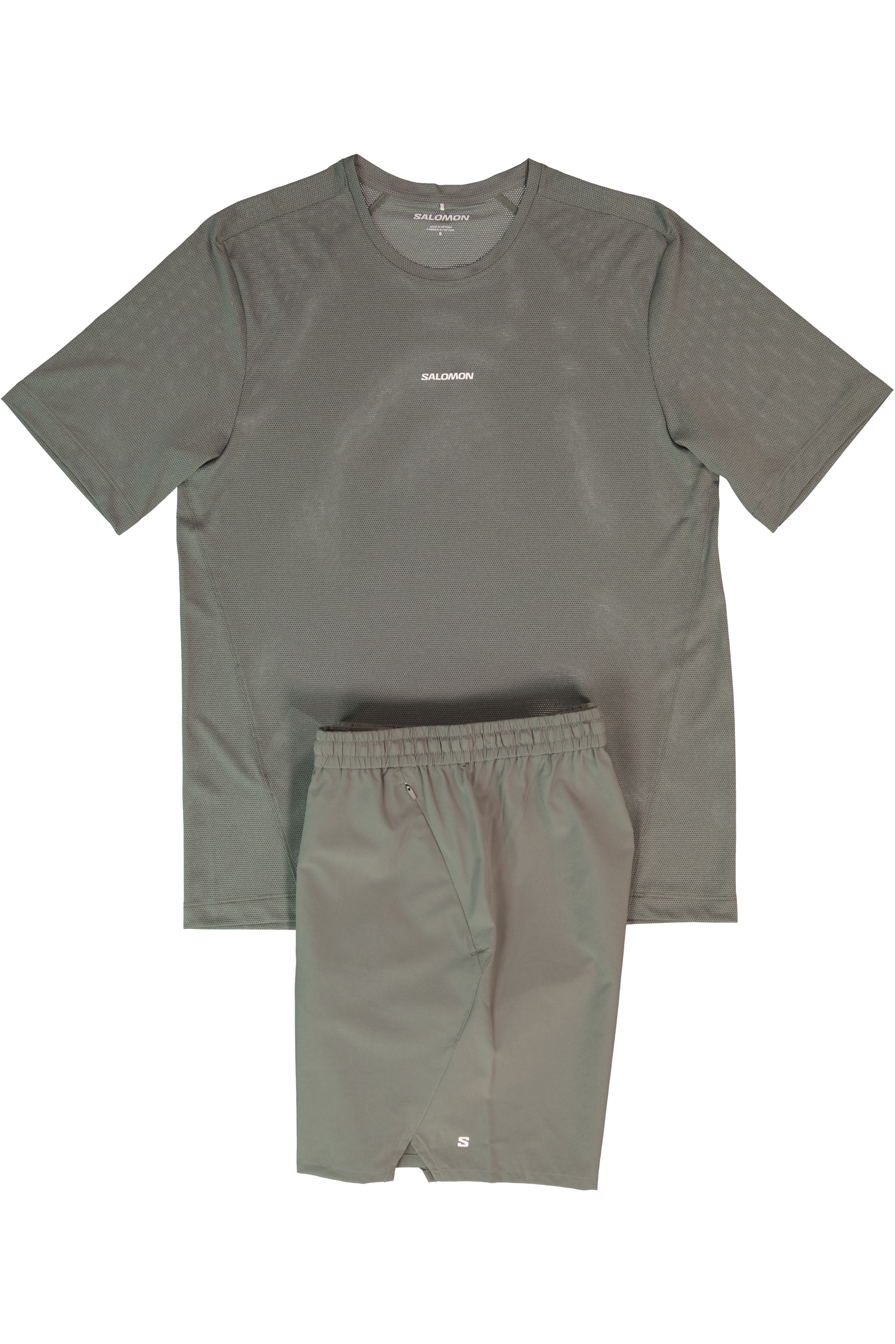 Mens Salomon SHKout CORE SS TEE Castor Gray T Shirt &  SHKout C NO L SHTS 7'' Short Set