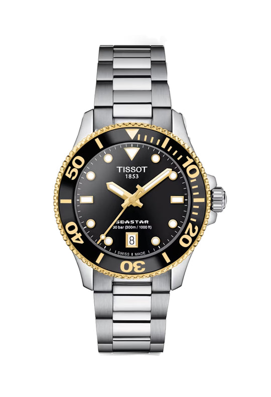 Tissot 36mm Seastar Black Dial Bracelet Watch **