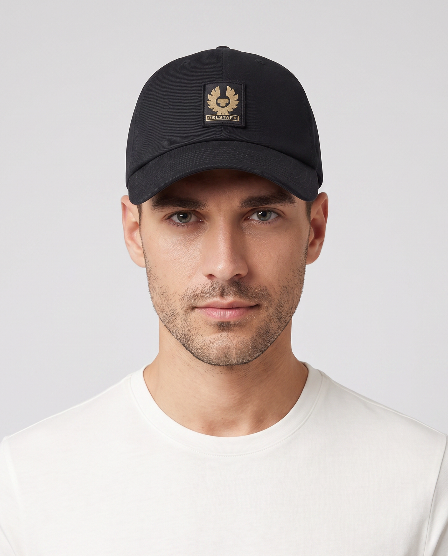 Mens Belstaff Phoenix Logo BLACK Cap — on model