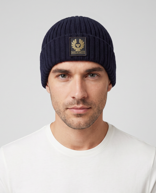 Mens Belstaff Watch Beanie Hat Dark Ink