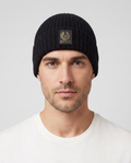 Mens Belstaff Watch Beanie Hat Black — on model