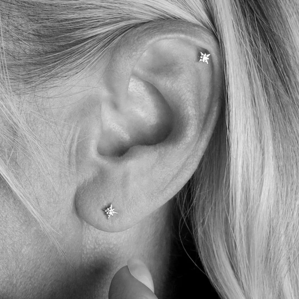Kit Heath Silver Celeste North Star Petite CZ Earrings 30455CZ — view 2