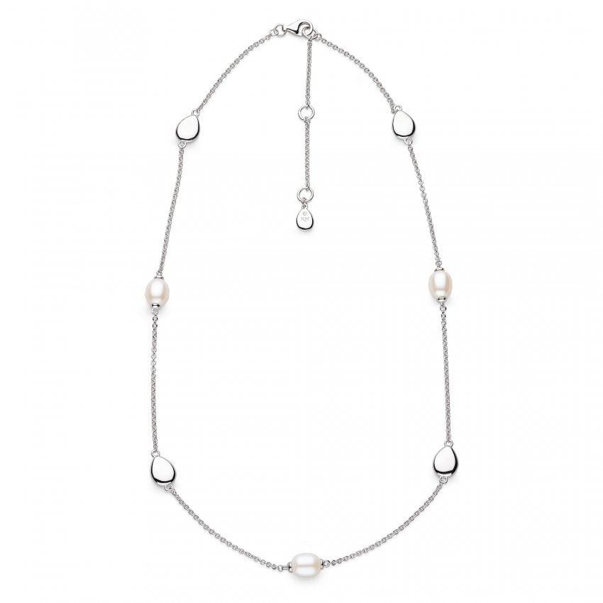 Kit Heath Coast Pebble Pearl Necklace in Silver by Kit Heath