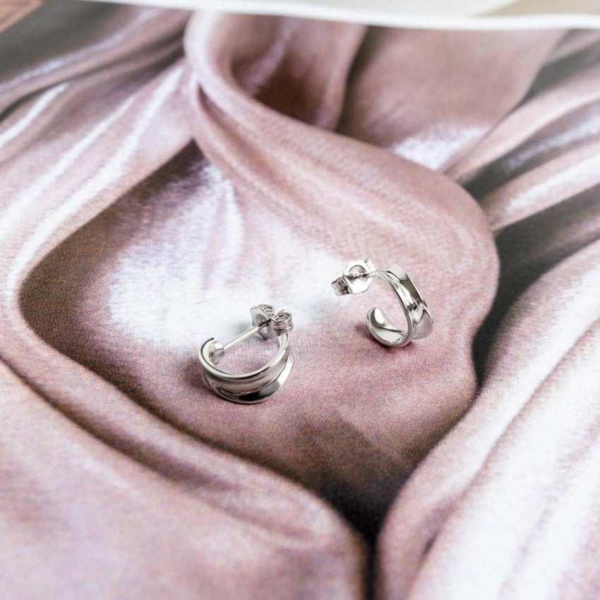 Kit Heath Serenity Semi Hoop Earrings in Silver by Kit Heath