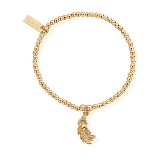 ChloBo Cute Charm Heart In Feather Bracelet in Silver Gold Plated