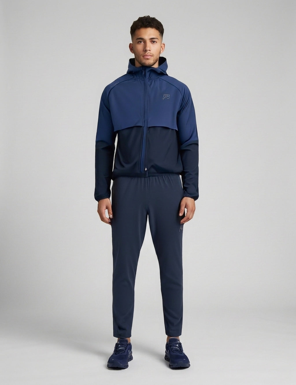 Men's Reprimo Curve Windbreaker in Marine Graphite Blue — full outfit