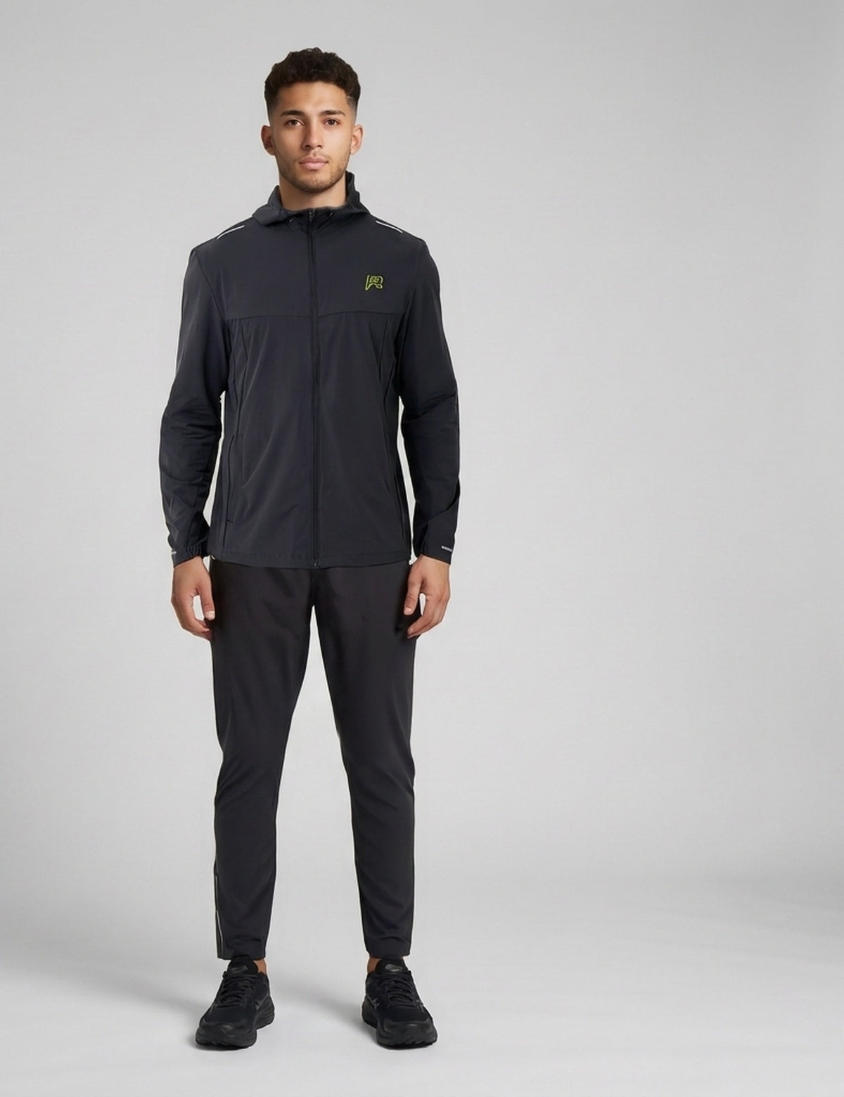 Men's Reprimo Flight Windbreaker in Black Neon — full outfit