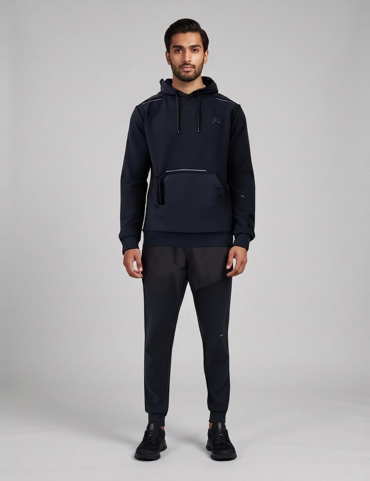 Men's Reprimo Hybrid Motion Hoodie in Black — full outfit