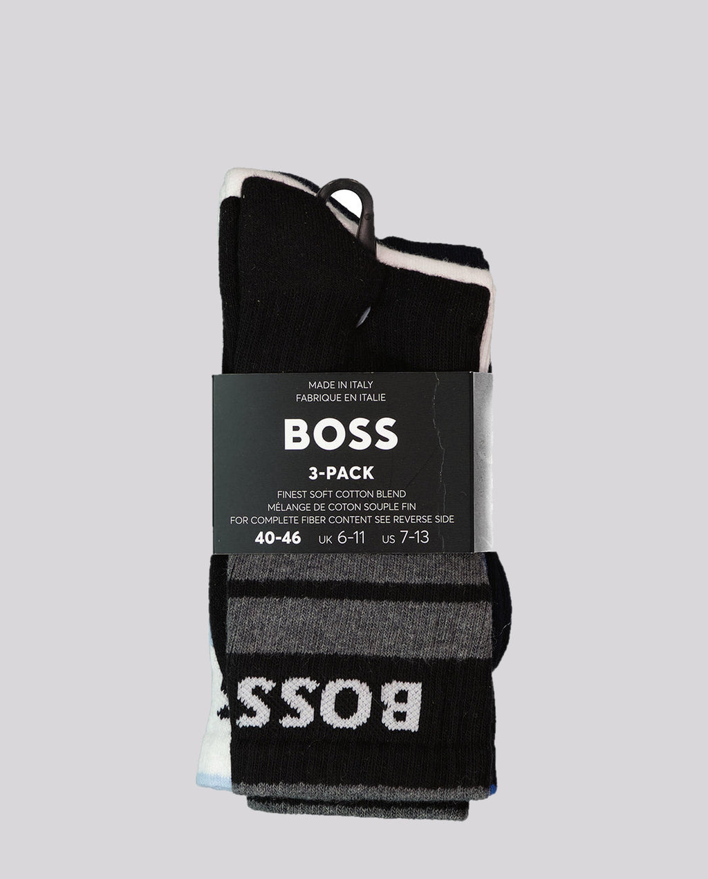 Men's BOSS Black 3 Pack Rib Stripe Socks