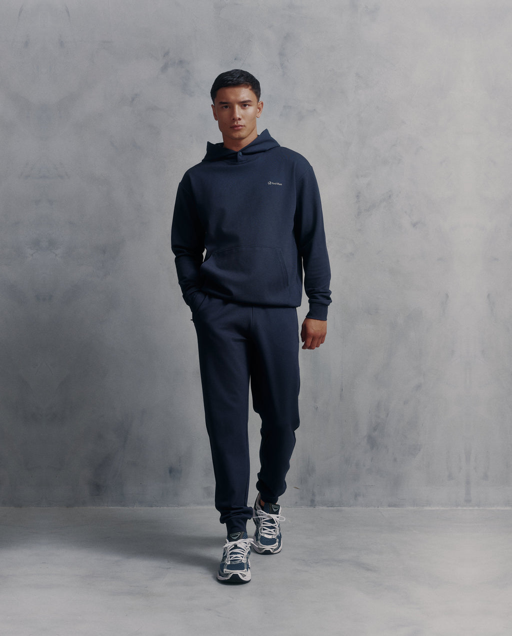 Mens Red Run Core Navy Hoodie