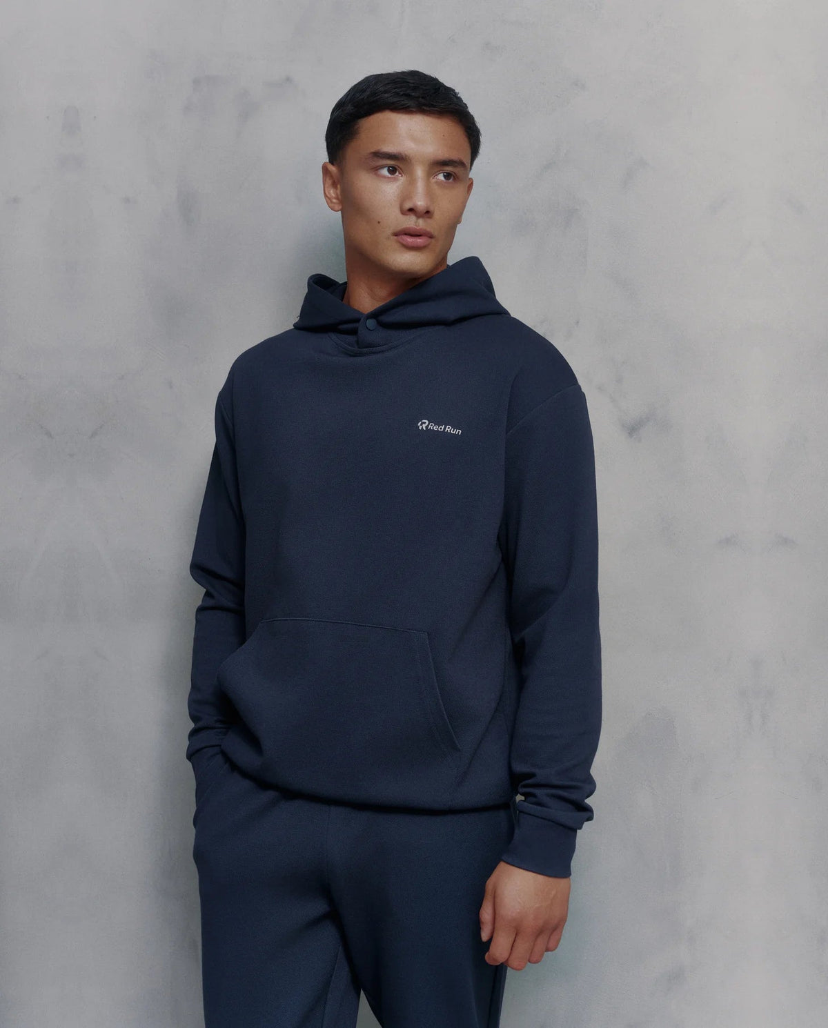 Mens Red Run Core Navy Hoodie & Core Navy Jogger Tracksuit Set — view 2