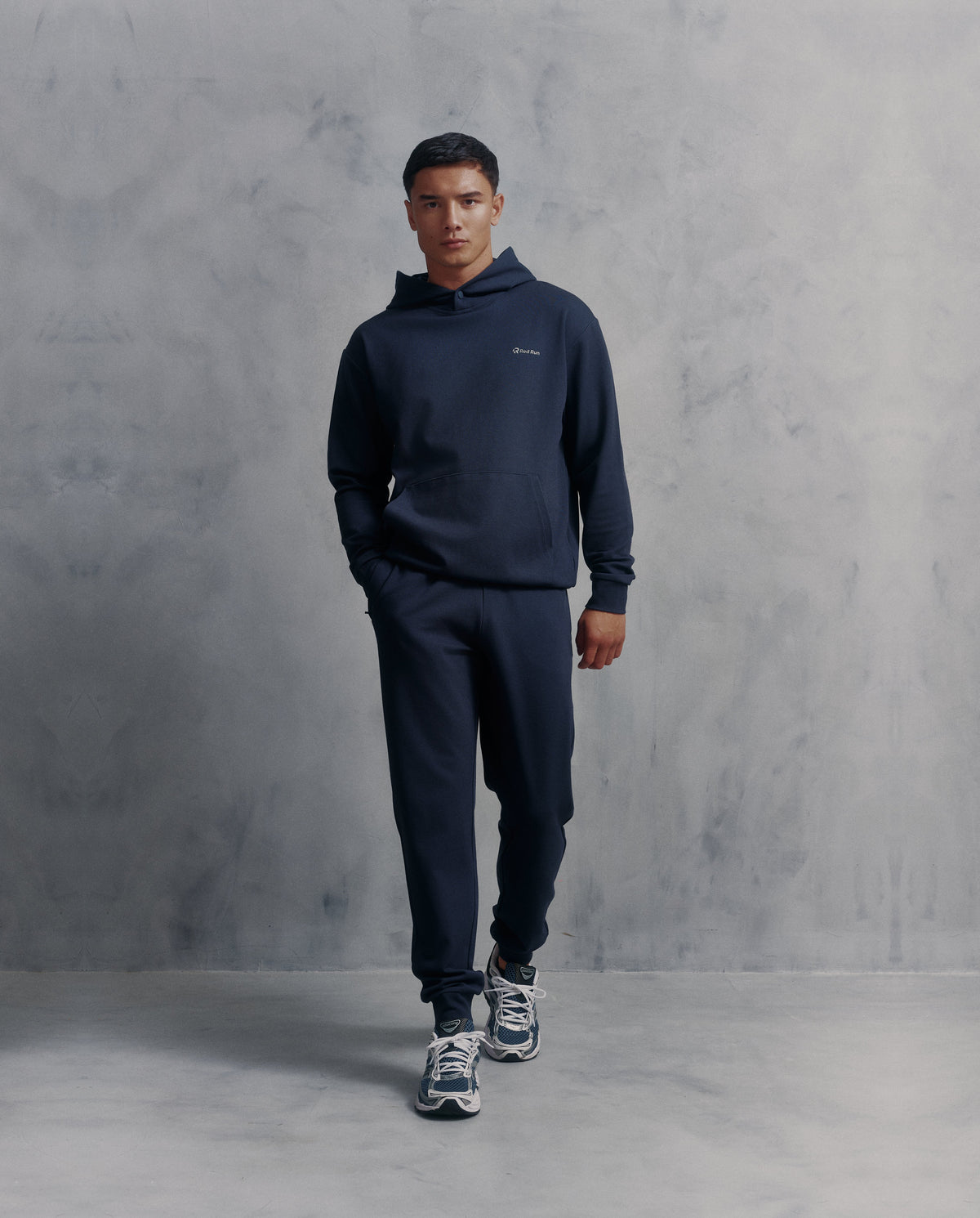 Mens Red Run Core Navy Hoodie & Core Navy Jogger Tracksuit Set