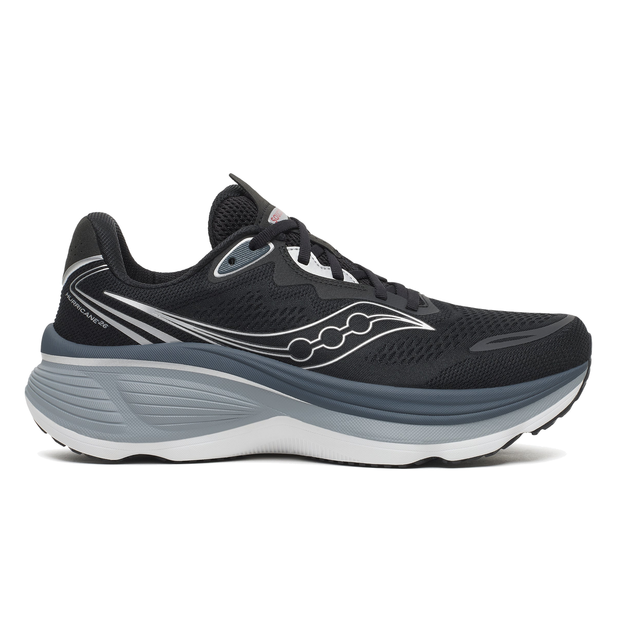Mens Saucony Hurricane 26 Black/Silver Trainers