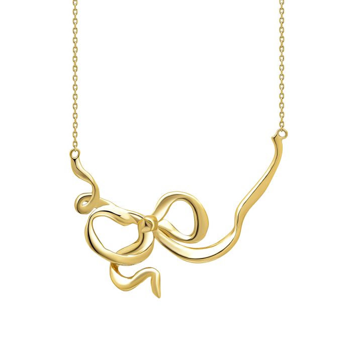 Laura Ashley Statement Ribbon Bow Necklace Gold Plated by Laura Ashley