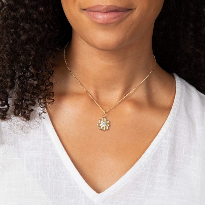 Laura Ashley Cosmos Flower Necklace Gold Plated by Laura Ashley