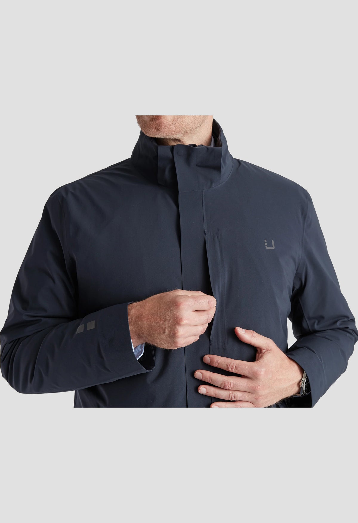 Men's UBR Black Storm Coat in Navy - image 9