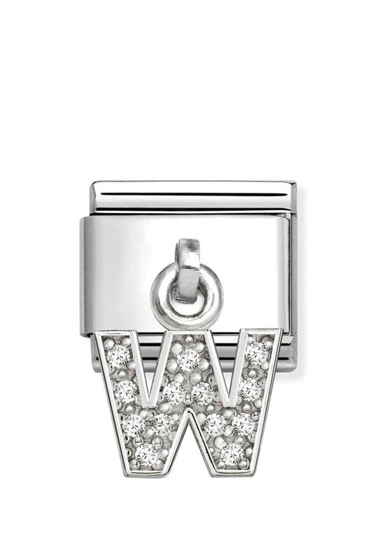 Composable Silver Initial 'W' CZ Drop Charm 331818/23