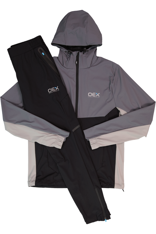 Men's OEX Black Charcoal Pental Tracksuit Jacket And Pental Black Pant Tracksuit Set