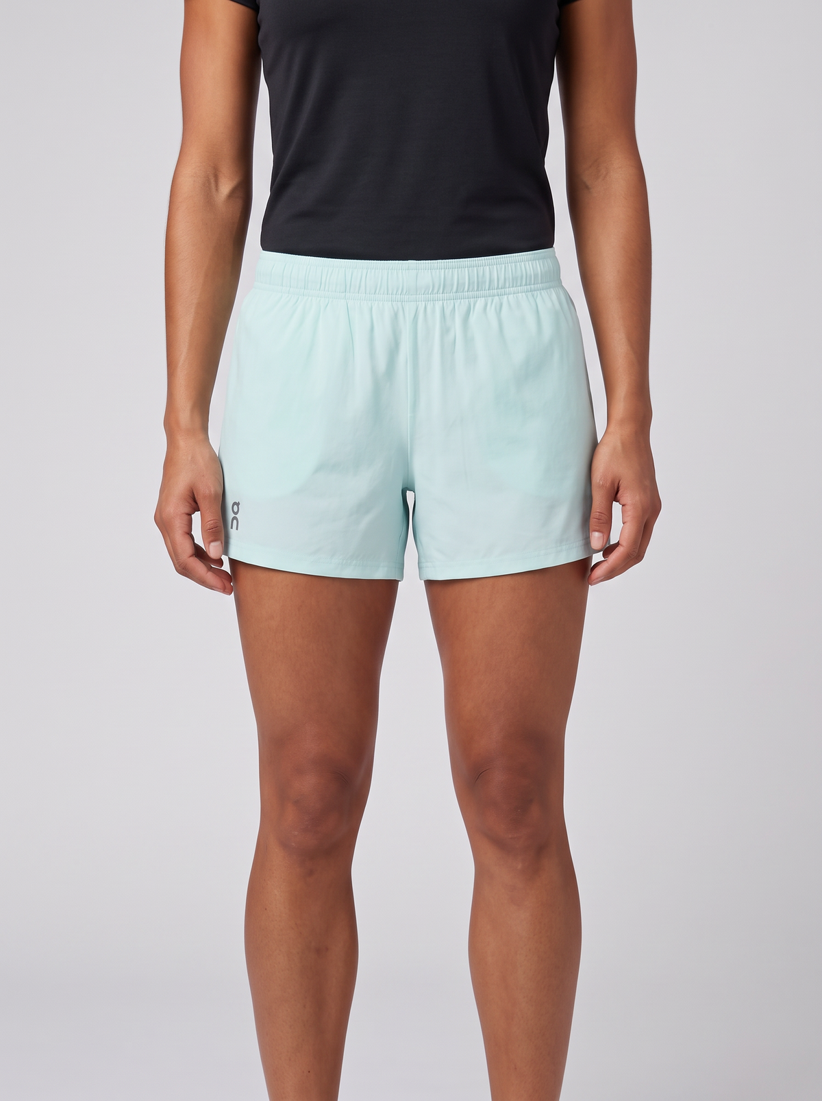 Women's On Running 5 inch Core Shorts 1 Flurry worn by model