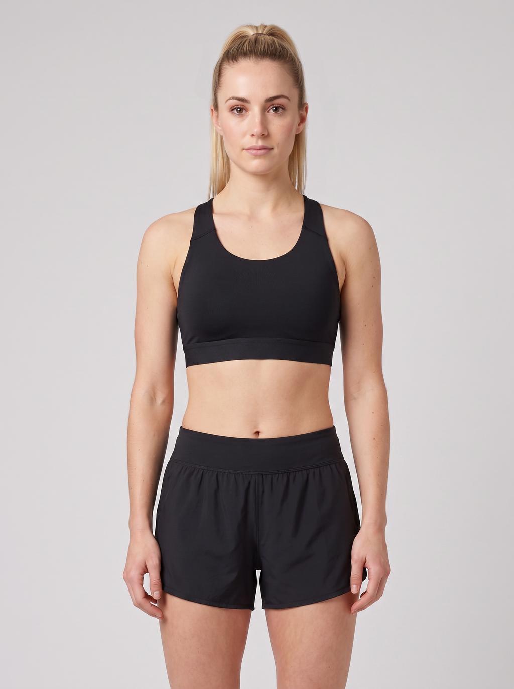 Women's On Running Core Bra in Black worn by model