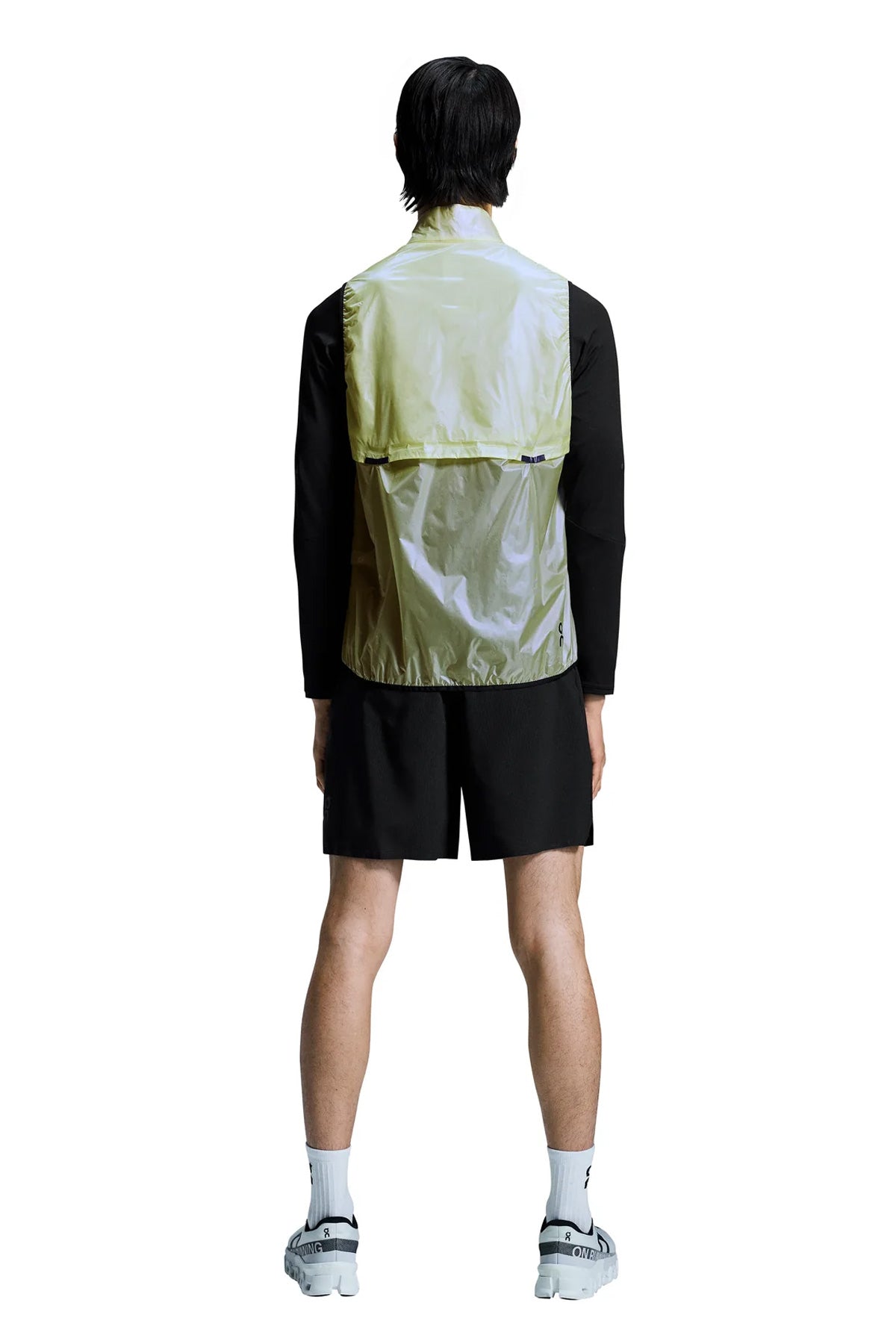 rear of on running hay weather running vest