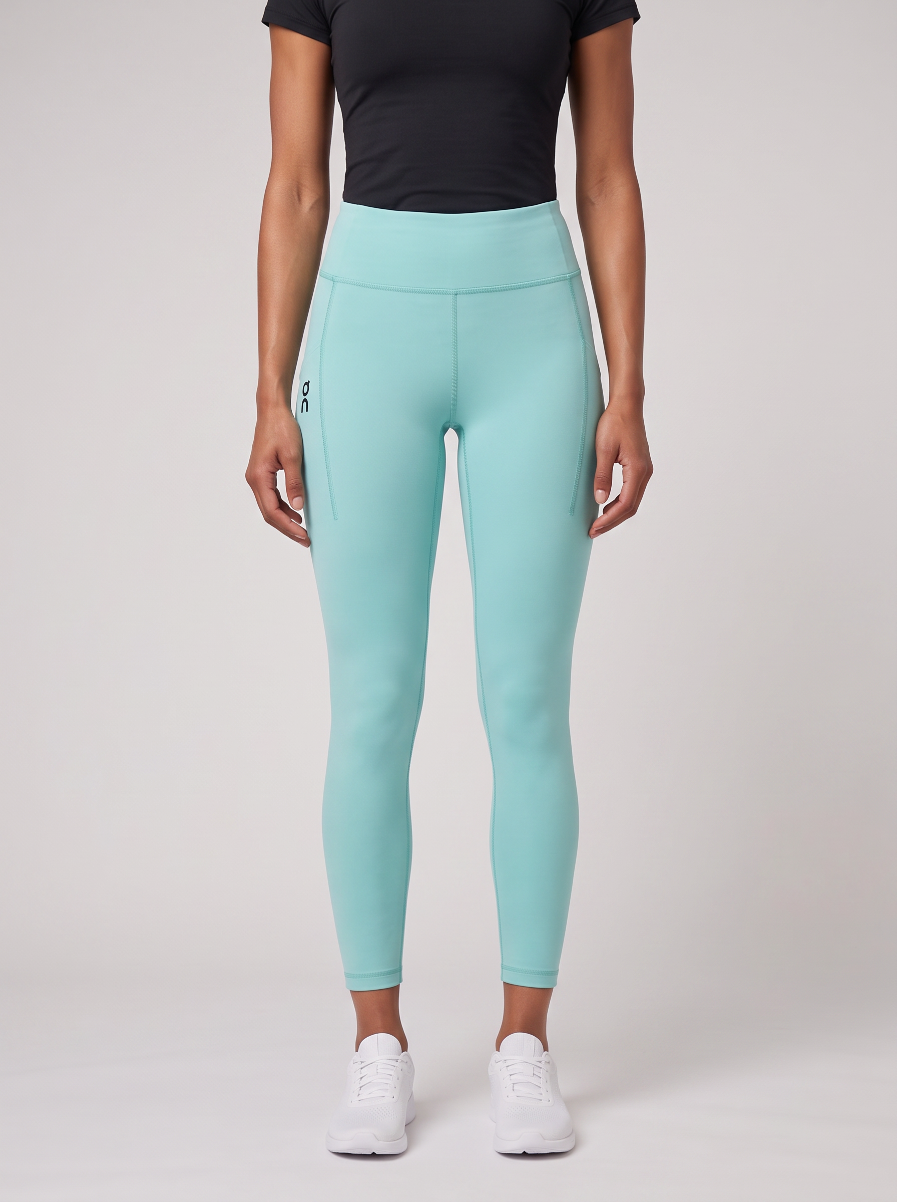 Women's On Running Performance Tights 7/8 Aquamarine worn by model