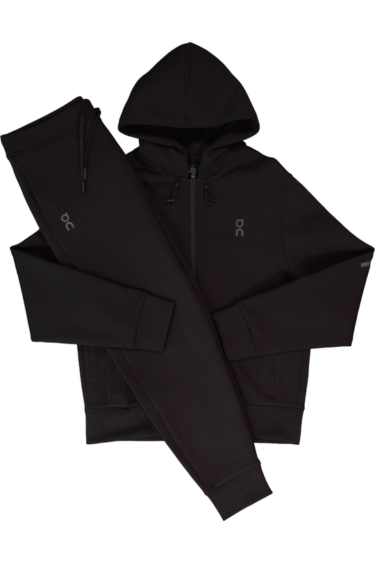 Men's On Running Black Focus Tech Zipped Hoodie & Focus Tech Pant Tracksuit Set