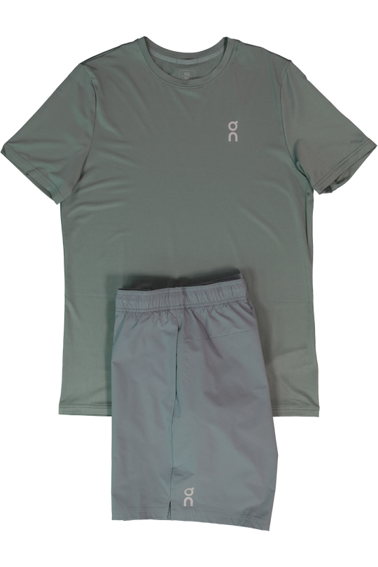 Men's On Running Olive Core T Shirt &  Olive 7" Core Shorts Set
