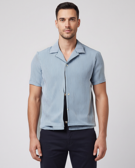 BOSS Bodywear & Swimwear Velvetfish_Shirt Open Blue Shirt