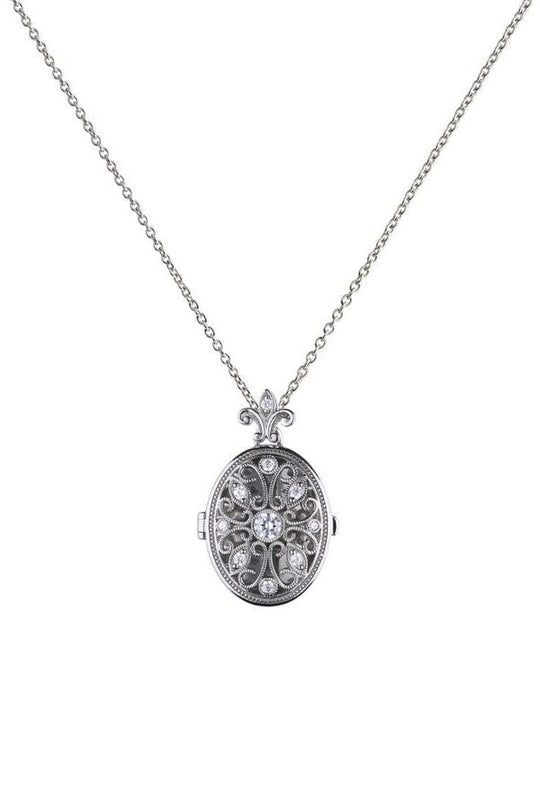 Diamonfire Oval Ornate Locket Pendant